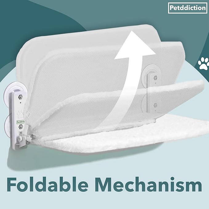 Cat Window Perch | Cat Hammock | Cat Window Bed | Foldable Cordless Design | Space Saving | Stainless Steel Frame | Strong Suction Cups | Zipper Design | 2 in 1 Reversible Cover