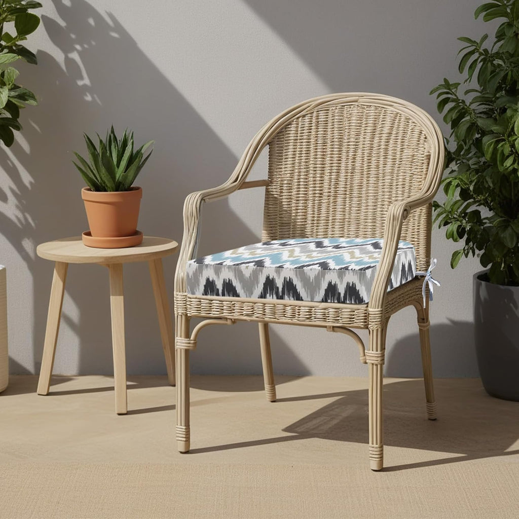 idee-home Outdoor Chair Cushions Set of 4, Thick 19" x 19" x 3" Outdoor Seat Cushions Patio Furniture Waterproof with Ties, Dining Pads