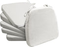 AAAAAcessories D-Shaped Chair Cushions, 2" Thick Dining Chair Pads with Ties and Removable, Machine-Washable Cover, 17" x 16", Set of 6, Natural Linen