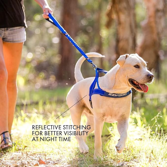 EzyDog Quick Fit Dog Harness – No Pull Harness for Training, Everyday Walking, and Easy Control - Adjustable Fit, Reflective, and Padded (Large, Black)