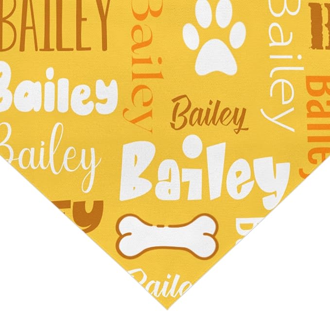 Personalized Dog Bandanas Custom Neckwear Name Button Anti-loosening Dog Scarf Triangle Bibs Kerchief Pet Costume Accessories for Small Medium Large Dogs Cats Pets Birthday-Yellow