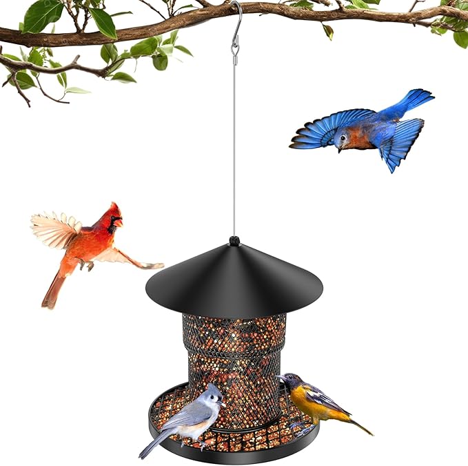 Bird Feeder for Outdoor Hanging, Heavy Duty Metal Bird Feeders for Outside Hanging, Large Capacity Birdfeeder to Attracting Birds