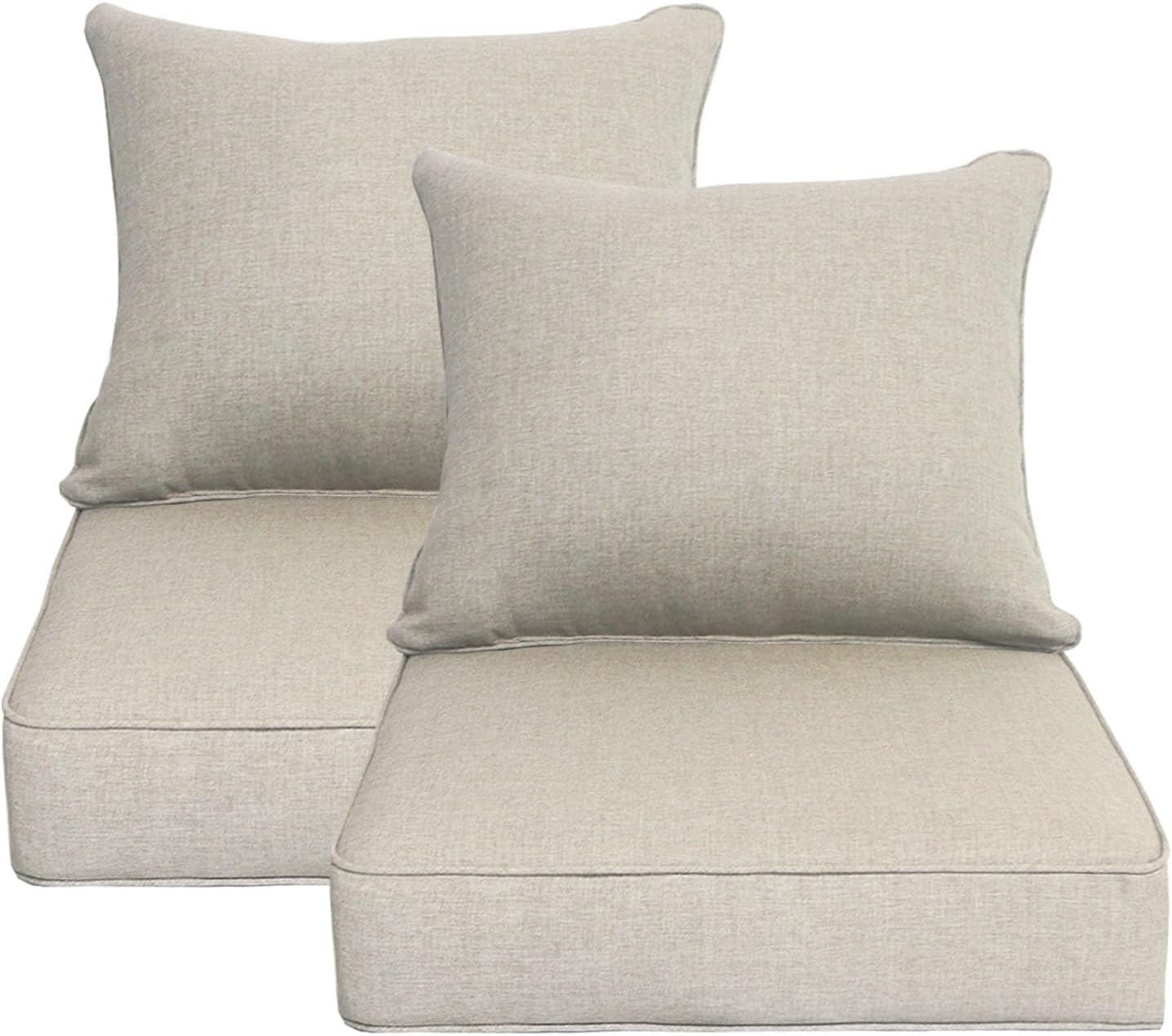 Outdoor 22x24 Inch Deep Seat Patio Cushion Set Outdoor Chair Cushions with Fade Resistant and Removable Cover for with Most Patio Furniture and homedepot Furniture Riverbed 2Sets