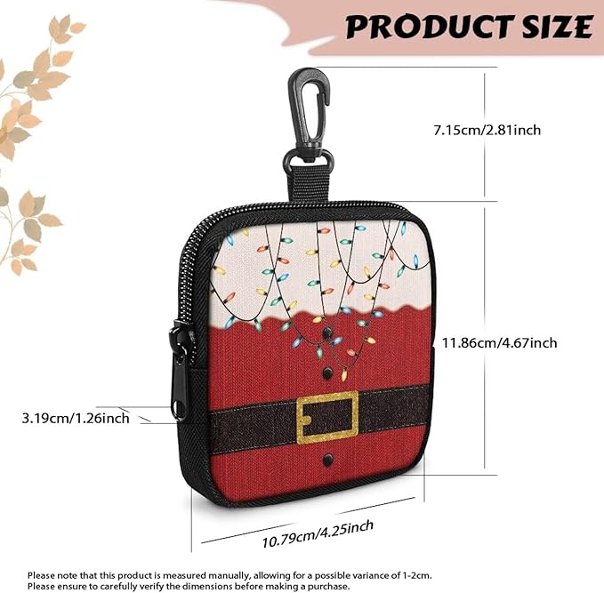 KEIAHUAN Christmas Lights Dog Treat Pouches for Pet Training Hands-Free Dog Treat Bag with Zipper Closure Dog Trainer Essentials Supplies, Small Coin Purse