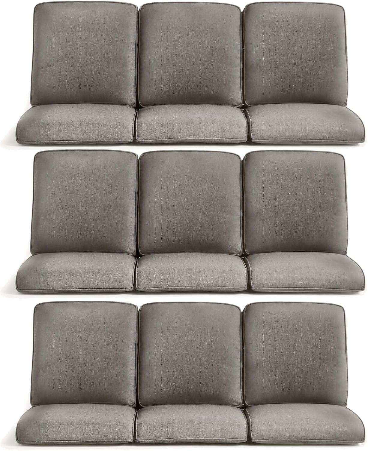 9-Piece Outdoor Patio Cushion Set - Fade & Water Resistant with Removable Olefin Cover, 22x24x4 Inch Memory Foam Cushions for Wicker Sectional Sofa – Grey/Regular