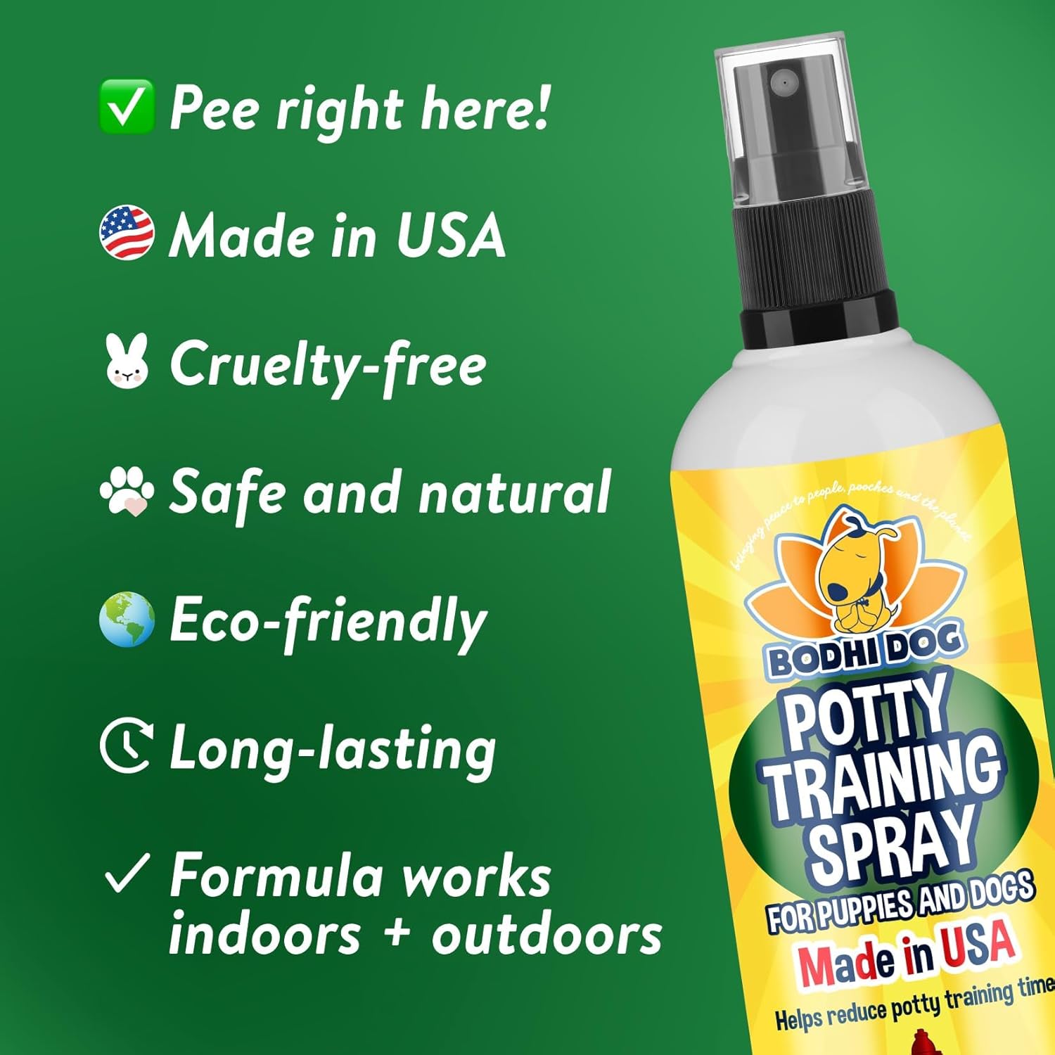 Bodhi Dog Potty Training Spray - Puppy & Dog Training Aid for Indoor & Outdoor Attractant Spray Use - Encourages Proper Dog Pee Here Habits - Safe for Pets & Home - Made in The USA (8 Fl Oz)