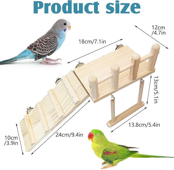 Hamiledyi 13Pcs Parrot Swing Chew Toys Bird Perches Platform with Climbing Ladder Hanging Cage Accessories for Parakeet, Conure, Finch, Lovebirds, Budgie, Canary Standing