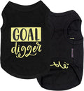 Parisian Pet Unisex Dog Tshirt - Embroidered “ Goal Digger “ Tank Top - Breathable and Lightweight Dog Clothes - Sleeveless Black Tee Shirts - Machine Washable Shirts for Medium Dogs - M