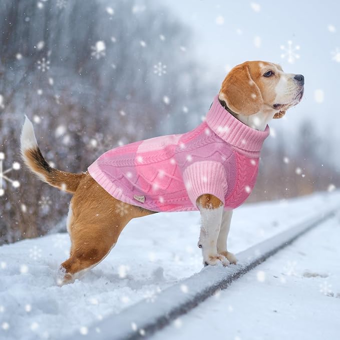 Pet Sweaters,Turtleneck Pullover Dog Sweater,Pet Sweaters for Dogs,Pet Clothes,Pet Clothing,Suitable for All Types of Dogs and Most Seasons (Pink Group,2XL)