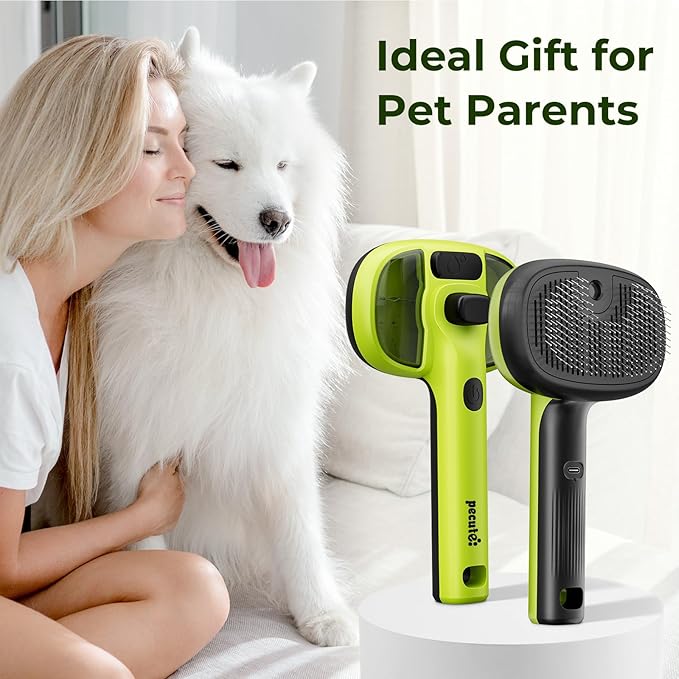 Pecute Cat Steam Brush, Self-Cleaning Steam Cat Brush with 2 Water Spray Modes, Large Capacity Tank, Steaming Renu Dog Brush for Shedding Massaging Grooming, Cool Mist Only