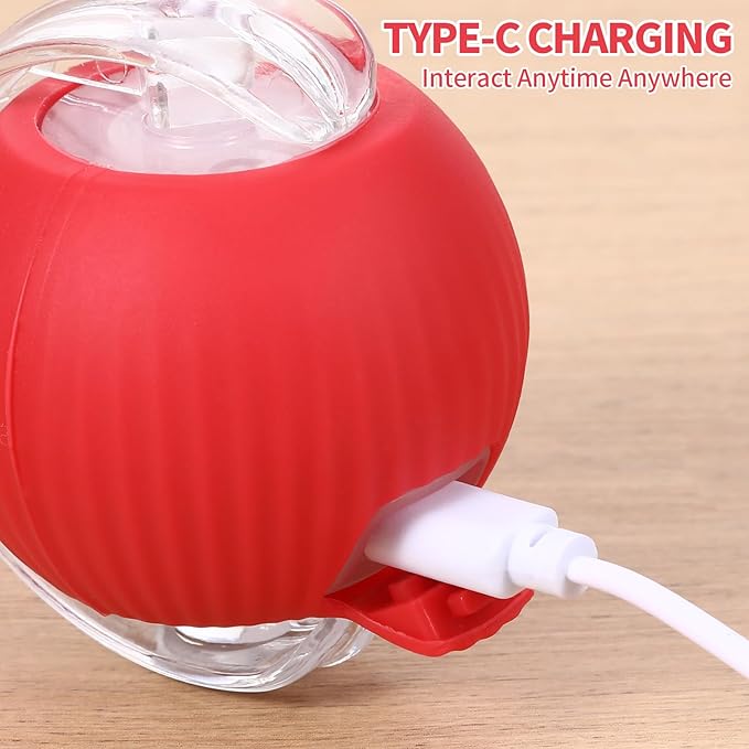 Interactive Rolling Cat Toys Balls, Automatic Cat Toy for Indoor Cats Interactive Balls Pet Moving Ball Interactive, Kitten Toys Moving Cat Toy Automatic Rolling for Dogs USB Rechargeable(Red)