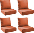 Outdoor Cushion Set for Furniture Patio Furniture, UV Resistant, Water Resistant - 6 Inch Thick Foam Garden Cushions– 22x24 Inch Patio Seat Covers for Chair/Sofa/Couch | Orange | 4-Pack |