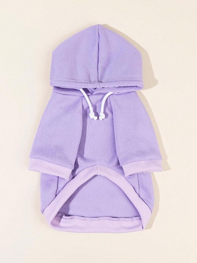 QWINEE Basic Dog Hoodie Sweatshirt Puppy Sweater Warm Cat Costumes Pet Clothes for Chihuahua Puppy Kitten Small Medium Dogs Mauve Purple Small