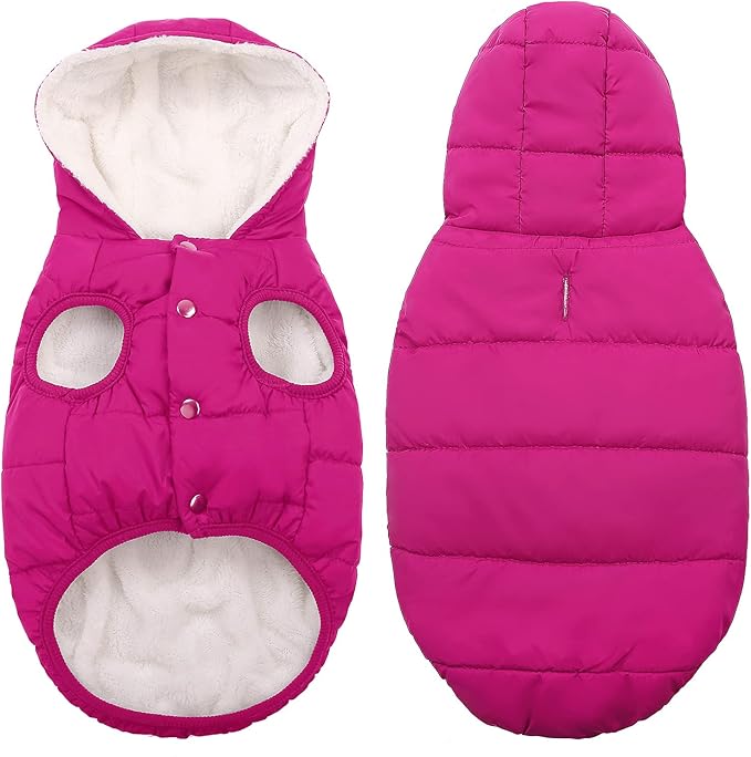 Windproof Waterproof Dog Coat Fleece & Cotton Lined Warm Jacket, Cold Weather Pet Apparel Clothes Vest for Small to Large Dogs (XL, Pink)