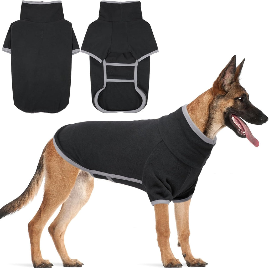Fleece Dog Sweater with Turtleneck, Cozy Lightweight Pullover Dogs - Stretchy Soft Thermal Wear for Puppy Small Medium Large Breeds Darkgrey XL