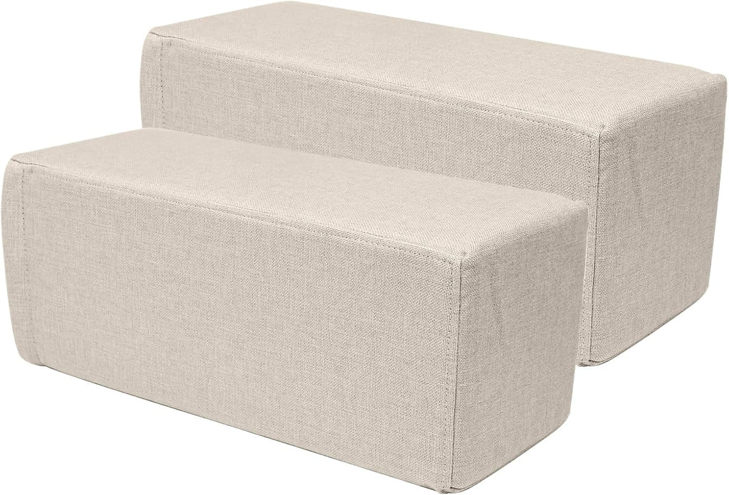 2 Pack Couch Arm Rest Pillow, 8''x8''x20'' Linen Cover, High Density Foam Armrest Cushion, Removable & Washable Elbow Support for Sofa, Bed, and Armchair (Beige)