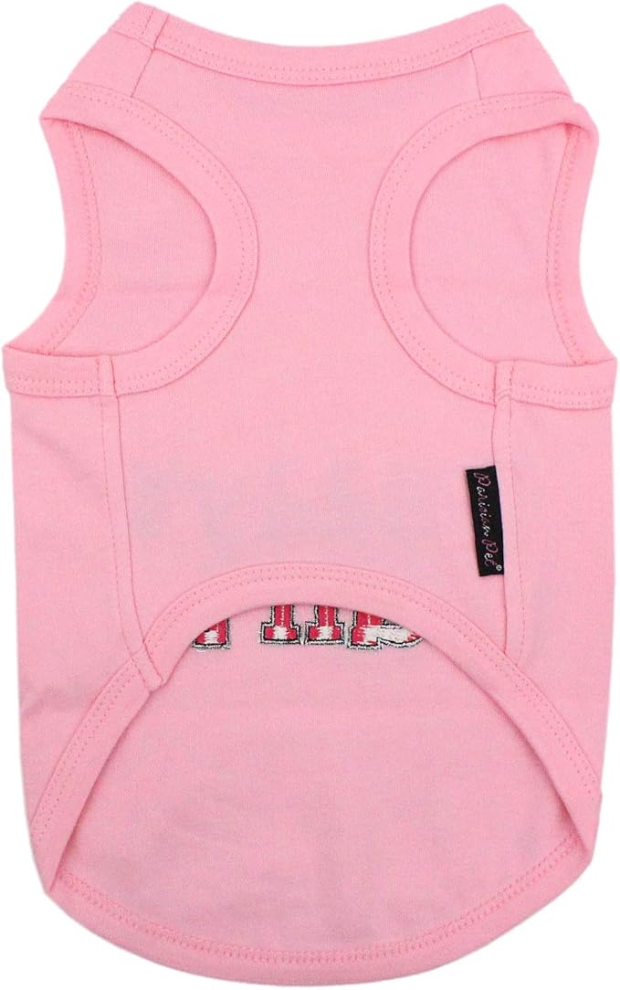 Parisian Pet Dog T-Shirt with Embroidered 'Daddy’s Girl' Words - 100% Cotton, Breathable Sleeveless Girl Dog Clothes - Machine Washable Shirt for Large Dogs L