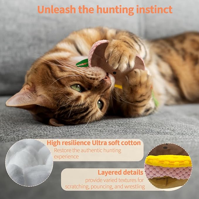 Cat Toys - Hot Dog, Fun Kick and Toss Catnip Toy with Crinkle Sound, Includes Catnip & Silvervine Powder (5g+5g) + 5 Reusable Pouches, Gift for Indoor Cats