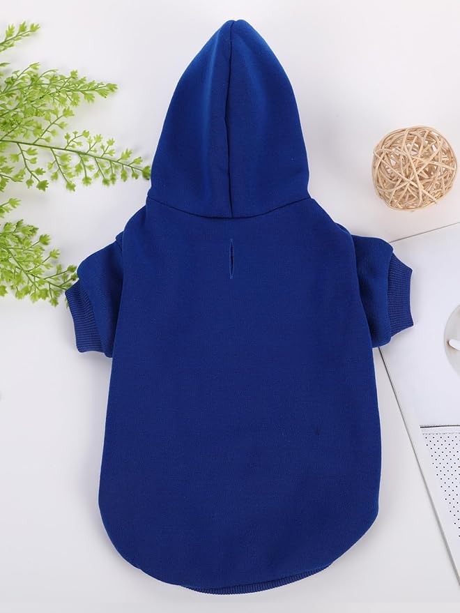 QWINEE Basic Dog Hoodie Sweatshirt Puppy Sweater Warm Cat Costumes Pet Clothes for Chihuahua Puppy Kitten Small Medium Dogs Royal Blue X-Large