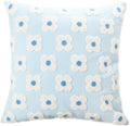 DECOBIRD Embroidery Throw Pillow Cover 20x20 Light Blue Floral Design Home Decor Loop Embroidered Pillow Case Thick Cotton Canvas Square Cushion Cover for Couch 50x50cm, 4 Petal Flowers 1 Piece