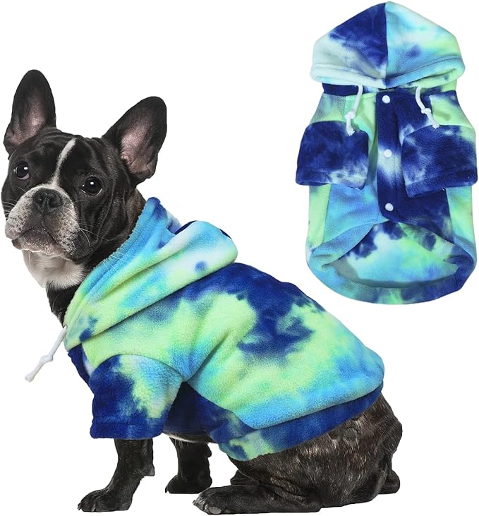 Mklhgty Tie Dye Dog Hoodie, Winter Coat for Small Dogs - Ultra-Soft Adjustable Warm Hood, Breathable Comfort Fabric for Daily Use
