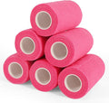 6 Rolls Elastic Self Adhesive Bandage Wrap 4 Inch, Breathable Non Woven Cohesive Bandage, Vet Wrap for Dogs, Ankle Sprains Swelling Medical First Aid Tape, Sports Athletic Tape Hot Pink