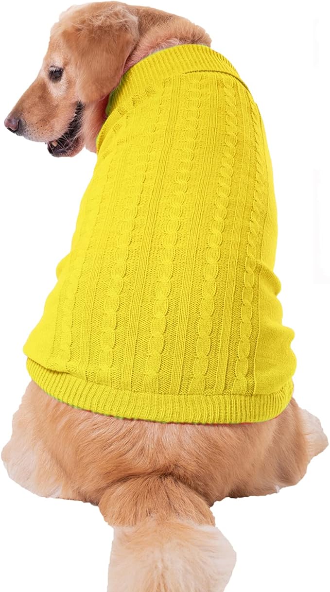 Dog Sweater for Small, Medium, Large Dogs - Warm Winter Turtleneck Pet Clothes for Cats and Puppies - Cute Classic Christmas Coat for Girls and Boys