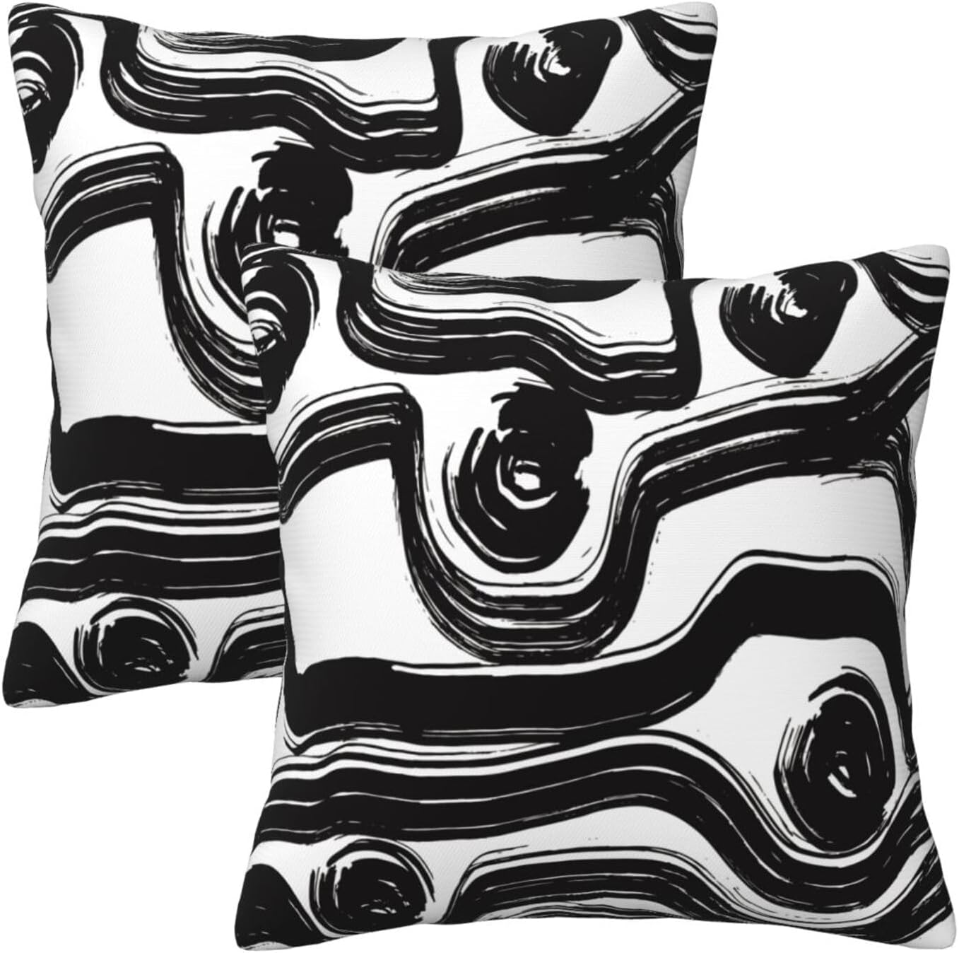 Black and White Striped Throw Pillow Covers 18x18 in Set of 2 Decorative Modern Pattern Linen Abstract Art Boho Pillow Case Square Cushion Covers for Farmhouse Sofa Bed Couch Living Room Decor