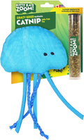ZOOMIE Jelly Fish - Refillable Catnip Toy + Catnip | High Potency Hand Harvested Fresh Catnip | Soft Plush for Engaging Play