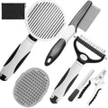 Dog Brush for Shedding, 7 PCS Dog Grooming Brush Kit, Undercoat Rake, Slicker Brush, Deshedding Comb, Bath Brush, Nail Clipper for Long & Short Haired Dogs & Cats, Black