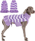 Dog Sweaters for Extra Large Dogs Girl, Dog Sweater Dress with Leash Hole, Thick Turtleneck Knitwear for Female Dogs, Warm Fall Winter Dress for Cold Weather, Holiday - Purple XXXXL
