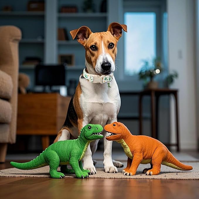 DOGWONG Dinosaur Dog Collar- Cute Summer Dog Collars Adjustable Designer Puppy Dinosaur Dog Collar for Boy Male Small Medium Large Dogs S