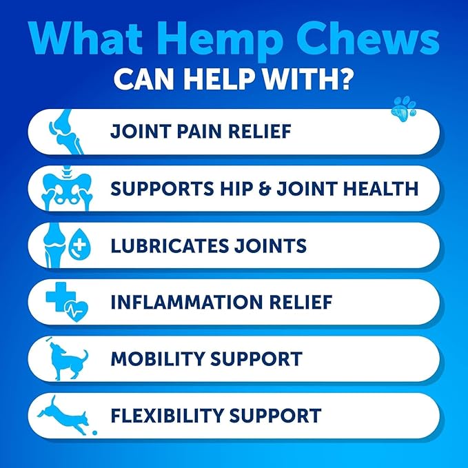 (2 Pack) Hemp Hip and Joint Supplement for Dogs - Glucosamine for Dogs Joint Pain Relief - Chews with Chondroitin, MSM, Hemp Oil - Mobility Support - Canine Cartilage Health - Made in USA