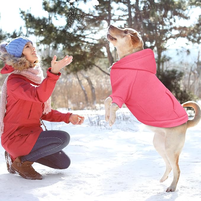 4XL Dog Sweaters for Large Dogs,Dog Hoodie,Cozy Fleece Interior Sweatshirt with Hood & Pocket,Leash Hole,Pet Clothes Sweater Hoodie for Large Dogs,Pink&4XL