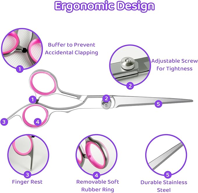 7-in-1 Grooming Kit for Dogs at Home with Stainless Steel Scissors Professional Dog Grooming Scissors Ergonomic Dog Shears for Grooming Perfect for Small and Large Dogs