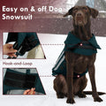 Winter Dog Coat Waterproof Reflective Dog Jacket for Extra Large Dogs with Harness Hook & Loop Turtleneck Fleece Snowsiut for Dogs Great Dane, Green 5XL