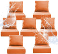 6" Thicker Outdoor Chair Cushion 7 Sets - 24" *24" *6" Waterproof Patio Furniture Cushions with Removable Cover, 28D High Density Sponge Filling Thicken Outdoor Patio Cushions - Orange