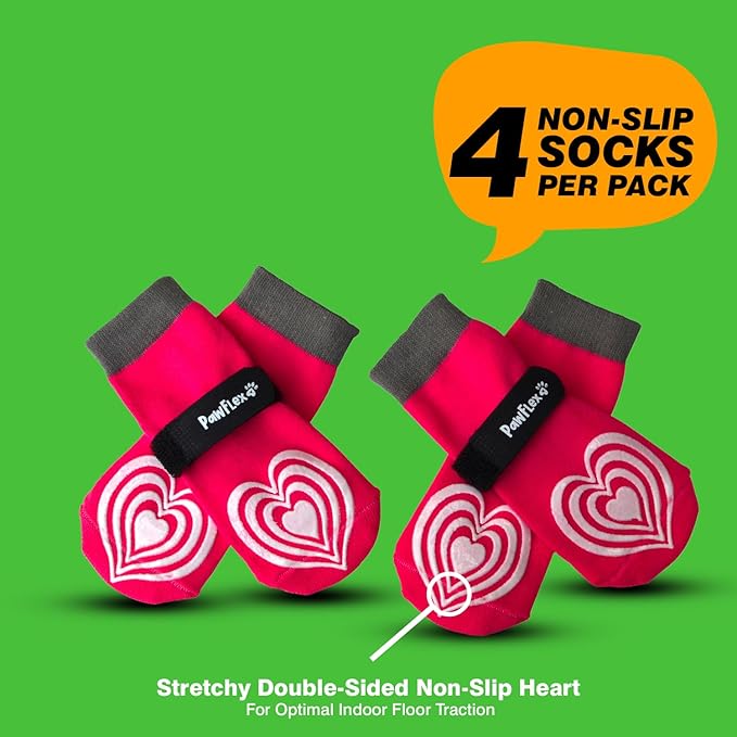 Medical Therapeutic Double Sided Non-Slip Cotton Dog Socks | PawFlex Comfy Pawz Silicone Grip on Inner Cuff No Twisting or Sliding Off | Senior & Disabled Dog Traction Control |Pet Paw Protection