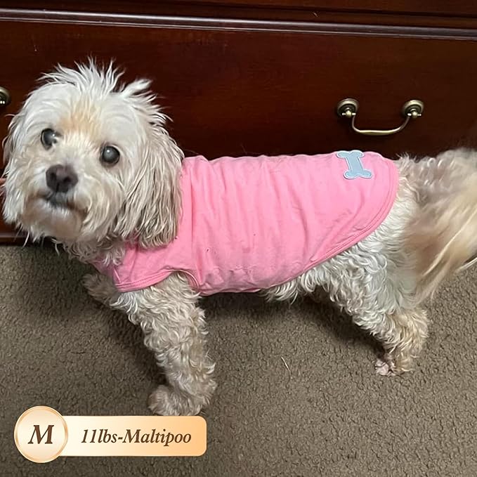 KYEESE 2Pack Dog Shirts Striped T Shirt Cotton Tank Top Soft Tee for Small Dogs Lightweight Clothes Sleeveless Dog Vest, Medium,Green+Striped