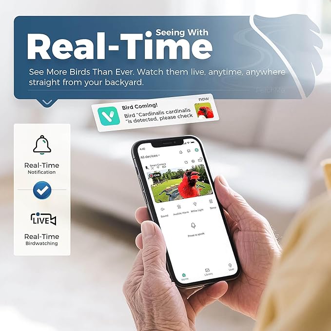 PerchMe® Smart Bird Feeder with Camera, Solar Powered Bird Watching Camera for Outside, 2K HD Auto Capture Motion Detection with AI Identify, DIY Add-ons & Seed Scoop, A Ideal Gift