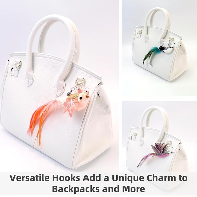 11PCS Realistic Bird Cat Toy Refills – Handmade Feather Cat Toys with Bell, Clip-on Cat Wand Attachments – Interactive Cat Toys for Indoor Cats, Refill Set for Wand Toy or Cute Home Décor