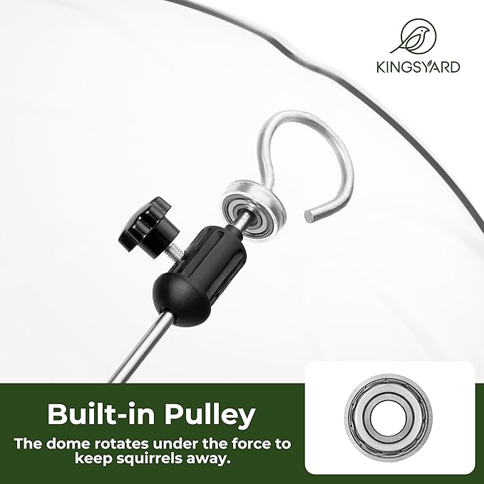 Kingsyard Large Platform Bird Feeder Outdoor Hanging, Adjustable Dome Squirrel Proof Rain Cover, Metal Mesh Tray Recycled Plastic Wild Bird Seed Feeding Station, Green