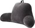 A Nice Night Reading Pillow Bed Wedge Large Adult Children Backrest with Arms Back Support for Sitting Up in Bed/Couch for Lounging Bedrest,Waffle Stereoscopic Design,Darkgrey
