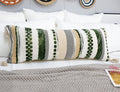 PANOD Boho Long Lumbar Throw Pillow Cover 16 x 36 Dark Green, Chenille Morocan Extra Long Pillow Case Cover, Decorative Long Pillow for Bed Couch Sofa Farmhouse