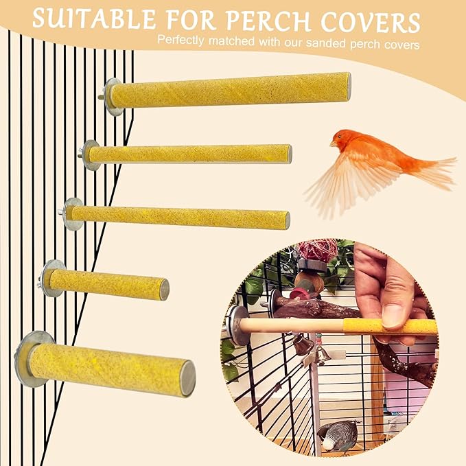 S&X Bird Perch, 5 PCS of Natural Wood Perches with Different Widths and Lengths for Budgies, Parakeets, Canaries, Cockatiels, Conures, Finches & Other Small Birds