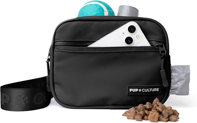 Pup Culture Dog Treat Pouch with Poop Bag Dispenser and Removable Treat Pouch | Cross Body Dog Walking Bag | The Perfect Puppy Training Tool and Even Better Gift