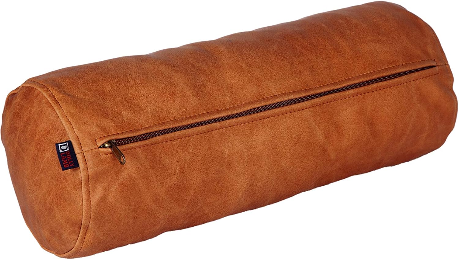 Neck Roll Pillow Cushion Cover, 18x7 Inch Full Moon Round Bolster Pillow Case, Cylinder Soft Lambskin Leather Pillowcase for Head, Spine & Neck Support During Sleep - Rusk Artical Pack of 2