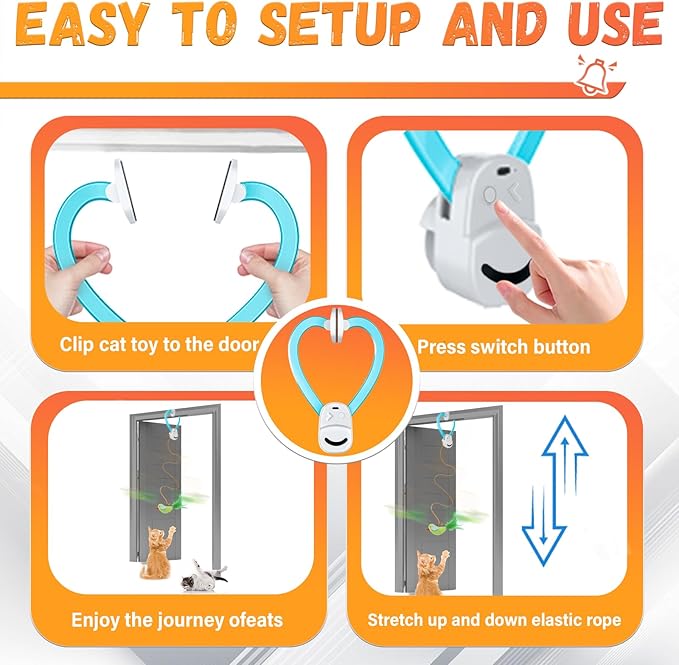 Interactive Cat Toys for Indoor Cats Automatic Electric Flying Bird Feather Mouse Toy - Best Kitten & Adult Cat Enrichment Mouse cat Toy Hanging Electric Kitty Toys for Bored Cats（Blue）