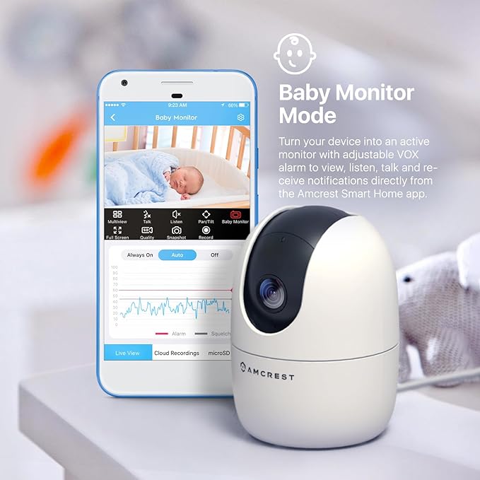 Amcrest 1080P WiFi Camera Indoor, Nanny Cam, Dog Camera, Sound & Baby Monitor, Human & Pet Detection, Motion-Tracking, Phone App, Pan/Tilt Wireless IP Camera, Night Vision, Smart Home ASH21-W