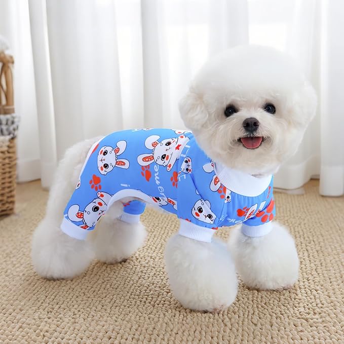 XPUDAC 4 Pieces Dog Pajamas for Small Dogs Pjs Clothes Puppy Onesies Outfits for Doggie Christmas Shirts Sleeper for Pet Cats Jammies-M